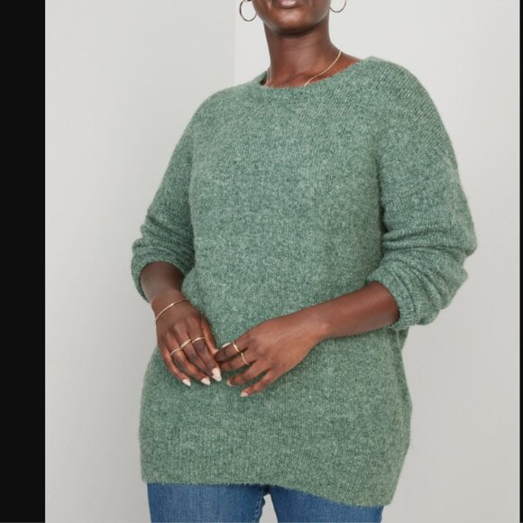 OLD NAVY Womens Sweater Plus Size 2X Heather Green Crew Neck Knit Pullover - Picture 2 of 9